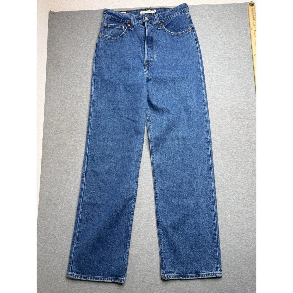 Levi's Jeans 28 Premium Ribcage Straight Ankle Button Fly Light Wash High Rise